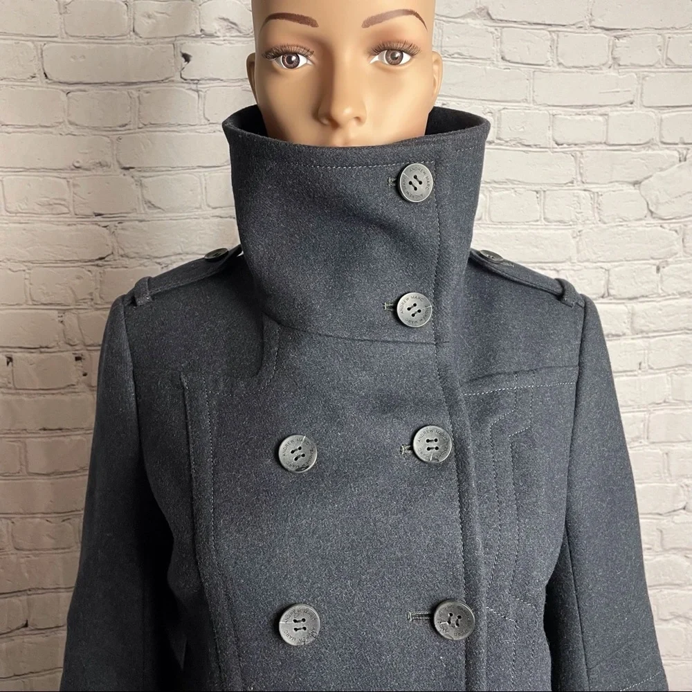 Andrew Marc Wool Coat Jacket Grey Color Knit Cuffs Size 6 - Picture 4 of 15